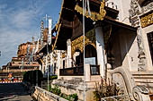 Chiang Mai - The Wat Chedi Luang, the viharn, or worship hall. Detail of the southern entrance. 